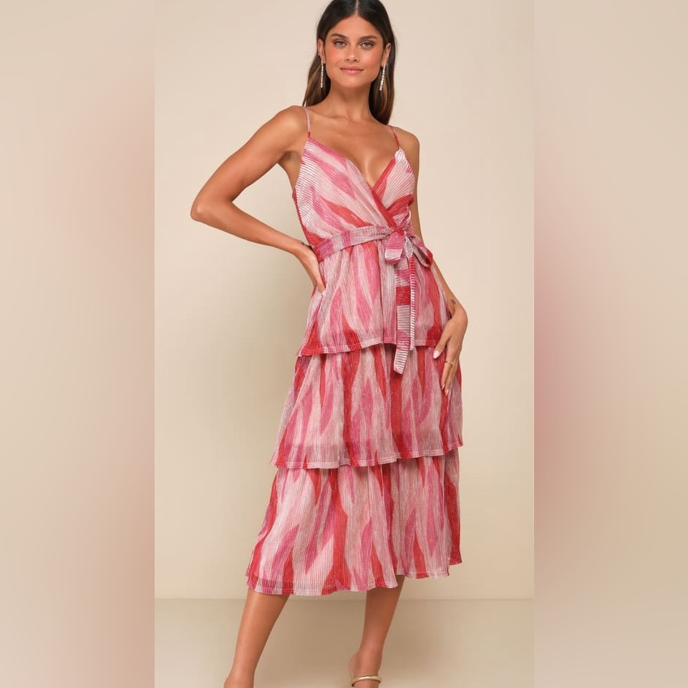 Pink and red midi dress!